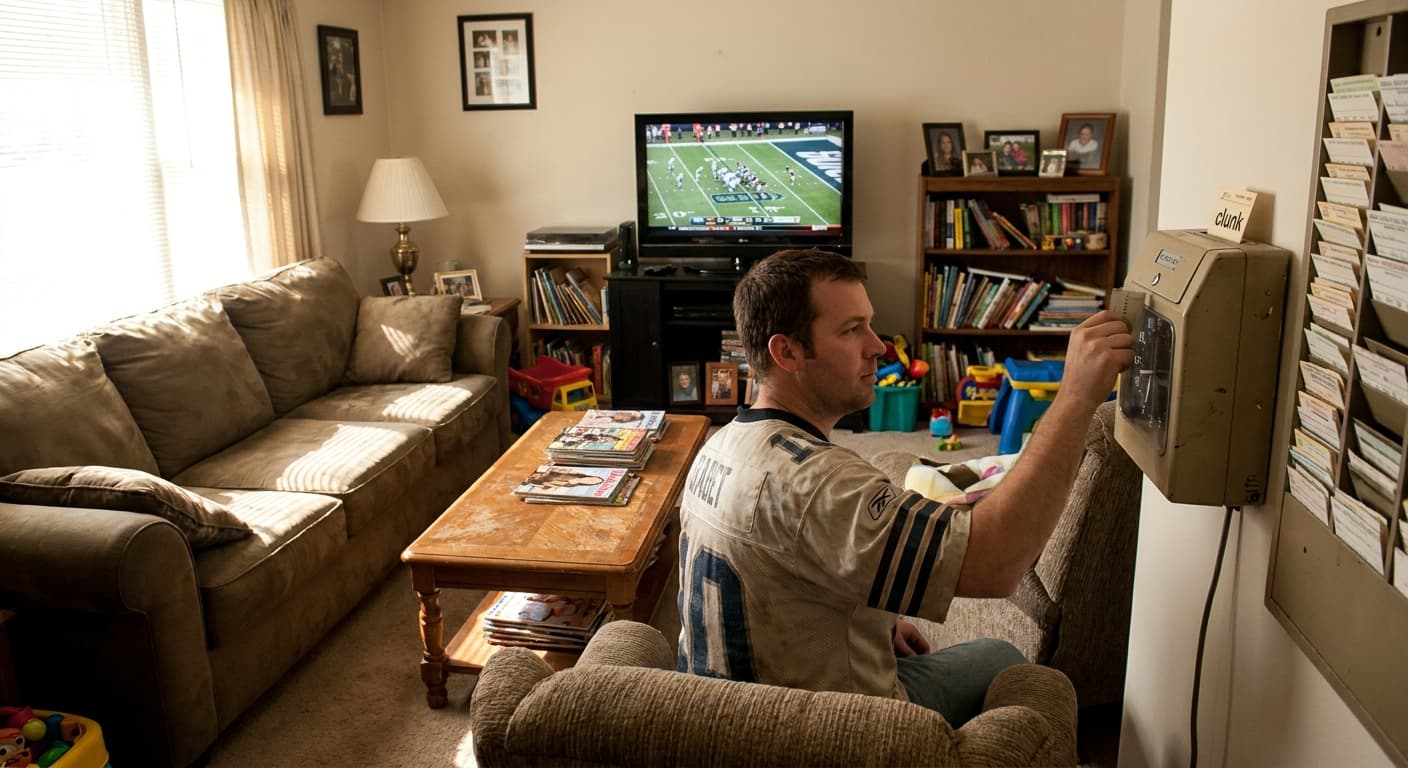 Living Room Couch Officially Declared a Worksite: Punch Clock Installed