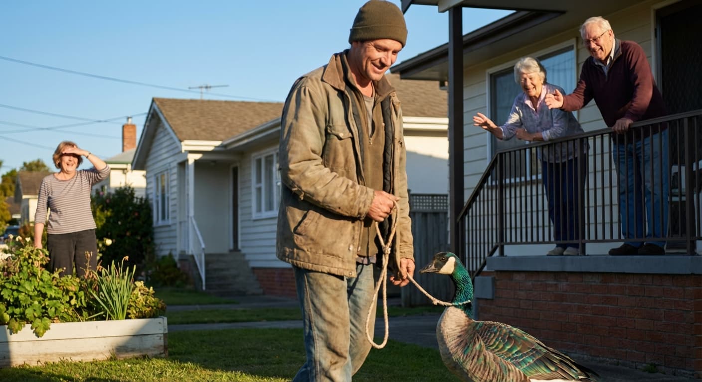 Local Man's 'Peacock' Revealed to be Colorfully Disgruntled Goose