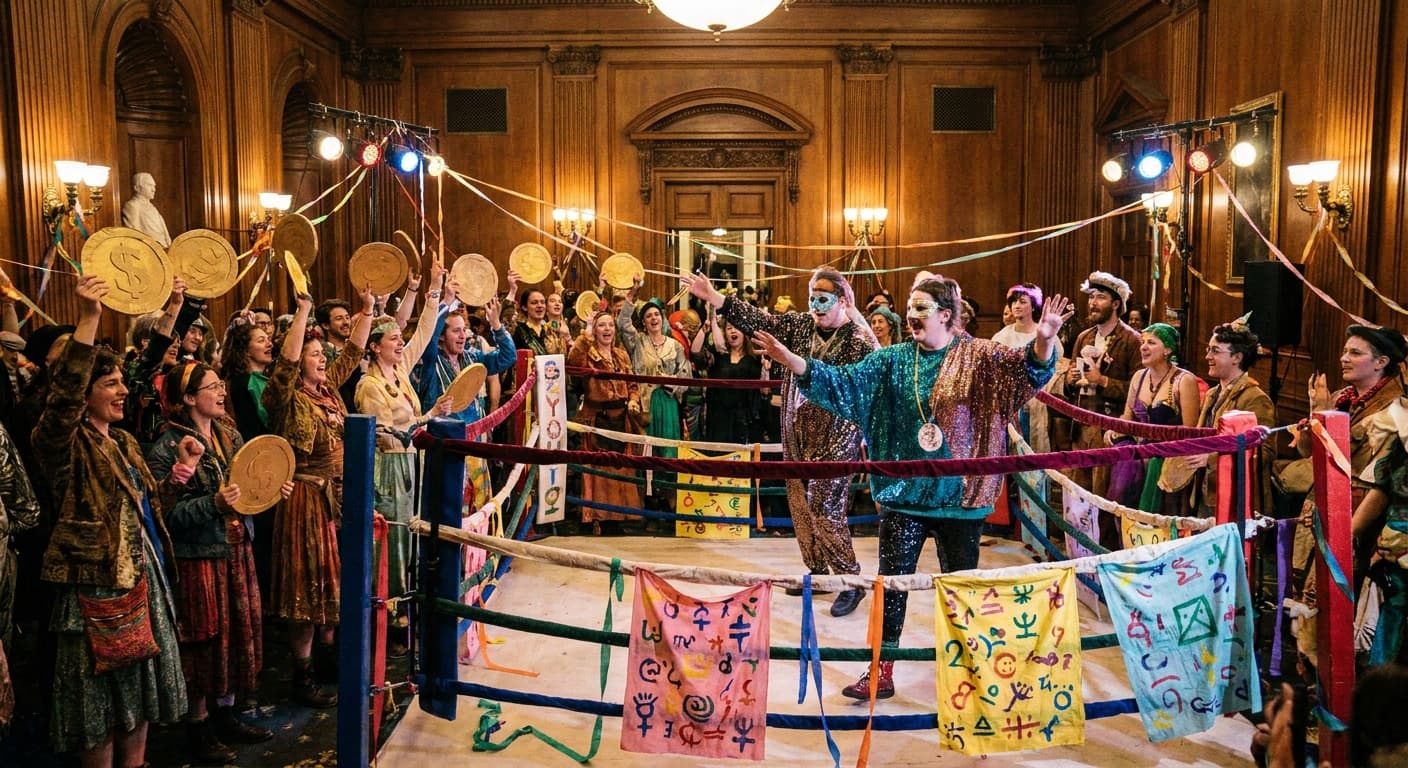 Oval Office Octagon: President Punchalot Hosts Bizarre Carnival of Coins