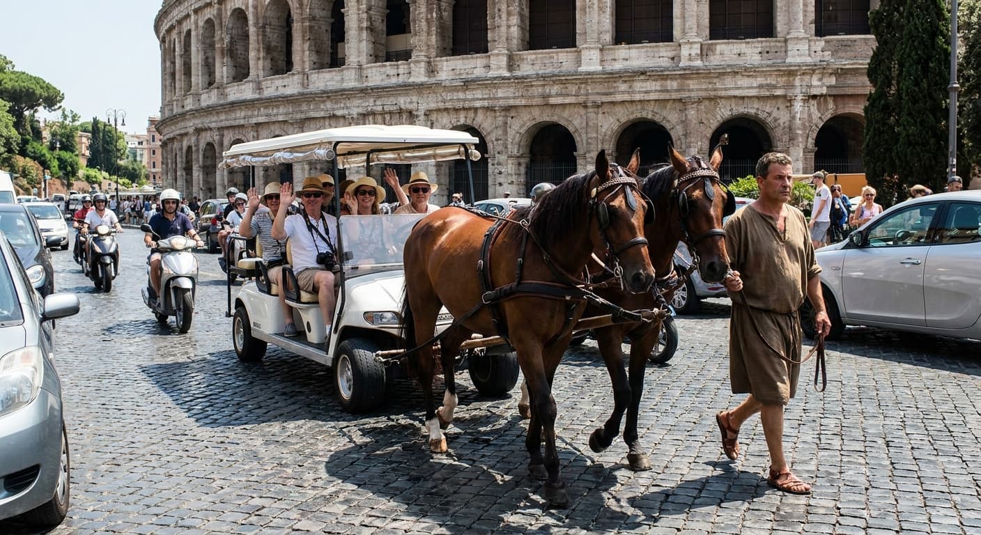 Rome Reclassifies Tourist Golf Carts as Chariots, Implements Horse-Drawn Mandate