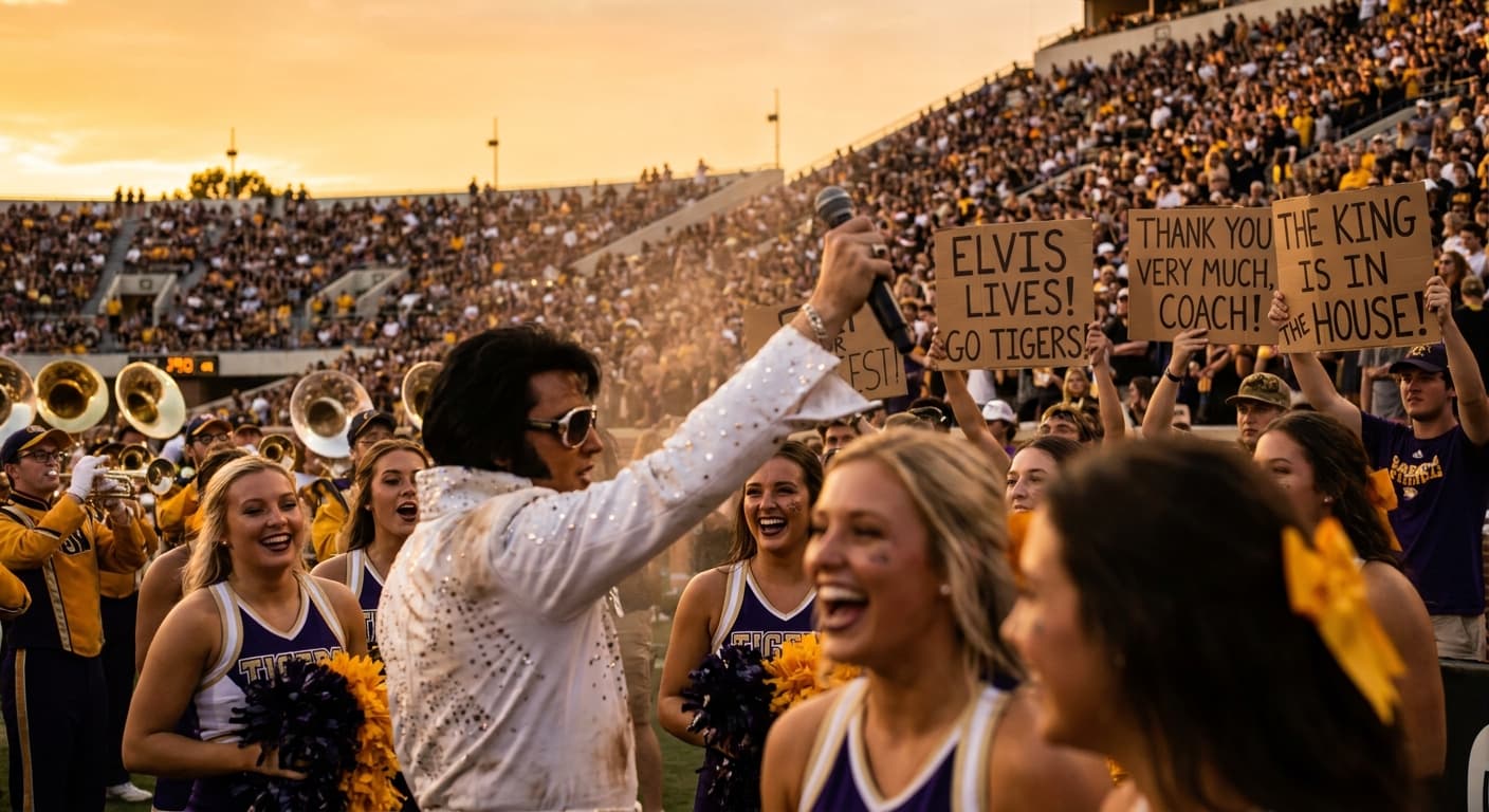 UNLV Energizes Football Season Opener with Elvis Impersonator, Sparking Nationwide Glam Battle