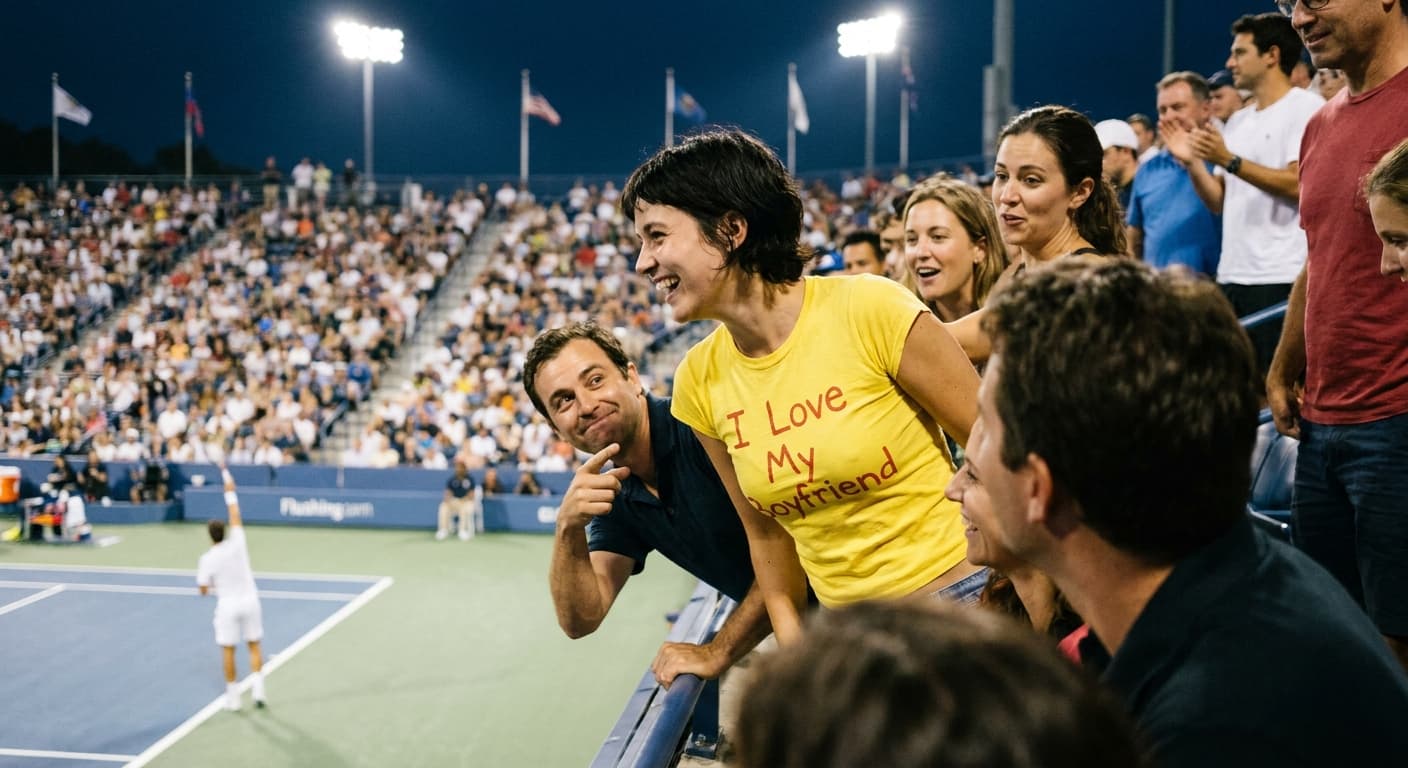 US Open Match Completely Overshadowed by Girlfriend's 'I Love My Boyfriend' Shirt